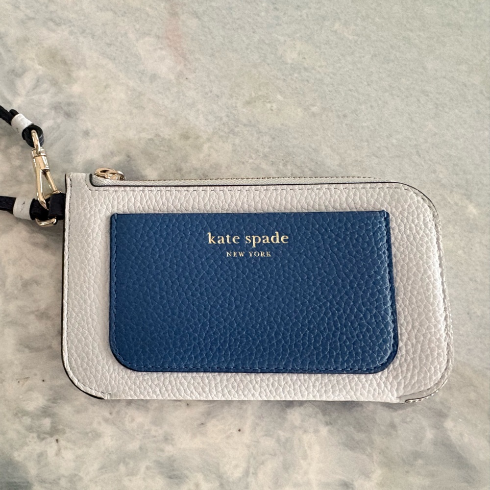 Kate Spade Textured Blue and White Card Holder
